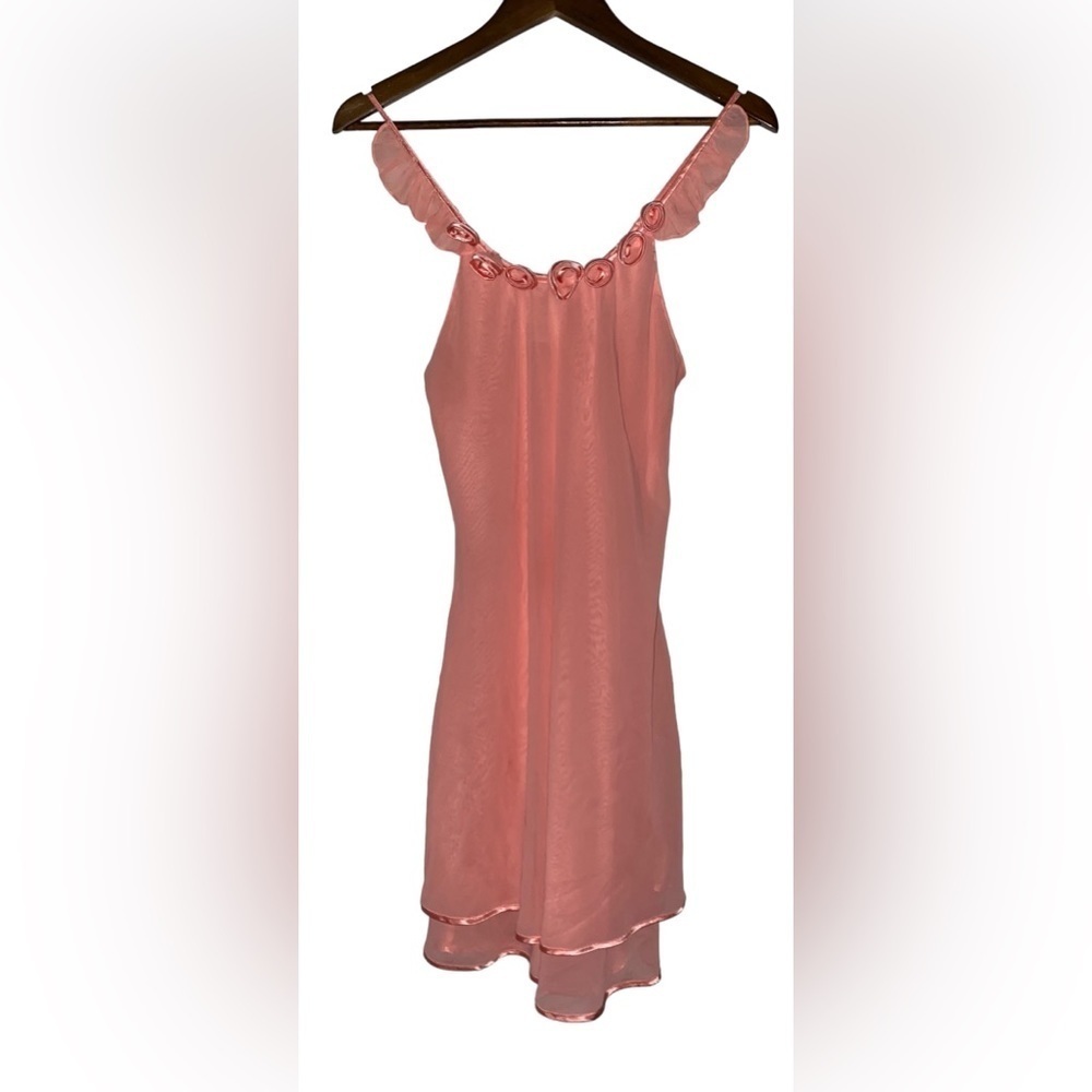 Whisper Rose Embroidered Slip Gown Women M Romantic Relax Fit Lounge Lightweight
